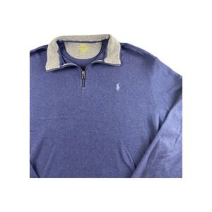 Polo Ralph Lauren Mens Blue Quarter Zip Pullover Sweatshirt‎ XL